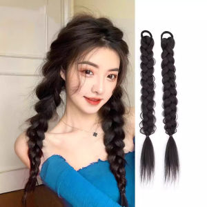 MONLEYTA | Long Twisted Braid Double Tail Female Wig Realistic Braided Hair High Temperature Silk Material Cool Sweet Popular Internet Girl