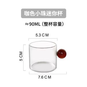 Mini Transparent Glass Cup with round Ball Handle Fruit Wine Cup Creative Nordic Style Antibacterial Glass Tea Cup for Everyone