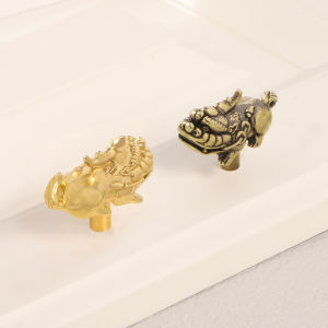 Pure Brass Metal Handles Chinese Style Cabinet Door Wardrobe Drawer Pulls Lucky Behemoth Design Kitchen Home Furniture