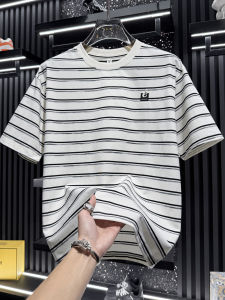 FGD | High-end American Striped Round Neck Short Sleeve T-shirt