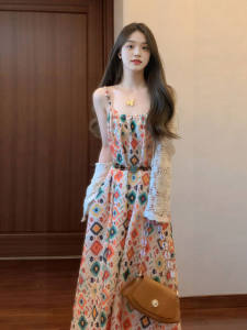 Charming Soft Style Floral Lace Halter Dress Cardigan Two-Piece Set Womens Fashion Summer Clothing Gentle Wind Elegant