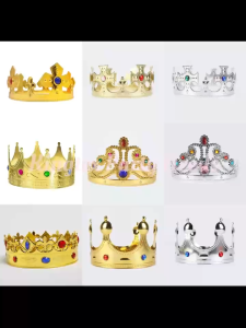 Adjustable Size Crown Plastic Halloween Birthday Crown King Queen Princess Crown Dress Up Adult Kids Party Accessory