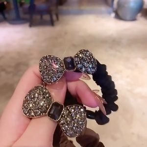 Dây cột tóc đính đá hình nơ lấp lánh sang trọng cho nữ