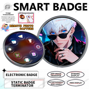 New E-Badge HD Dynamic Display Smart Pin E-Badge Bluetooth Anime Digital Pin with App Control for Photos Animations Smart Badges