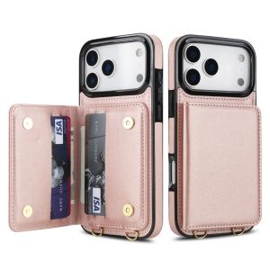 Women Girls Wrist & Crossbody Strap Max 6 Credit Card Holder RFID Blocking KickStand Flip Leather Wallet Case for iPhone 17 Pro MaxAir16 Pro Max16E15 Plus1413 12