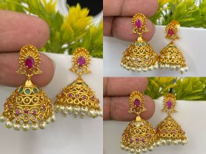 Indian Jewellery AD Premium Quality South Indian Jhumka / Earrings (WJ-158)