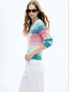 Juicy Couture | New Lightweight Color Block Stripe Round Neck Sweater