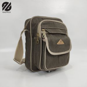 Baepack Tas Selempang Kanvas Pria Xenof Hijau Army / Tas Bahu Canvas Cowok / Tas Selempang Premium Produsen Bandung