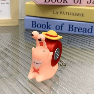 Bandai | Anime One Piece Phone Luffy Ace Voice Recorder Keychain Den Mushi Sabo Ace Snail Shaped Phone Can Sound Recording Toys Gifts