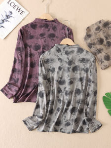 Draping Effect ~ Can Be Outwear Bottoming No Pilling Retro Printing and Dyeing Rose Long Sleeves T-shirt Womens Autumn Clothing Inner Wear B732