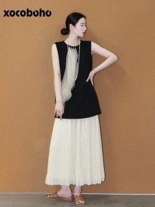xocoboho | Elegant Black Top and Skirt Set
