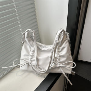 Ruched Bows Backpack Bags Female 2024 New Arrival Tide Fashion Sweet Tote Bag Casual Large Capacity Shoulder Bag