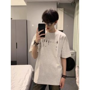 เสื้อยืดคอกลมแขนสั้นผ้าฝ้ายแท้สำหรับผู้ชาย ทรงหลวม ฤดูร้อน สไตล์อเมริกัน สีขาว ใส่ได้หลากหลาย ลำลอง เสื้อชั้นใน