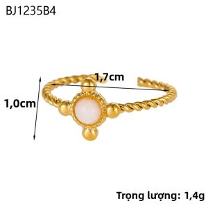 Nhẫn Vàng Mạ Vàng Bằng Thép Không Gỉ Có Thể Điều Chỉnh Đính Đá Tự Nhiên Nhiều Màu Sắc Dành Cho Nữ Trang Sức Cưới Thời Trang