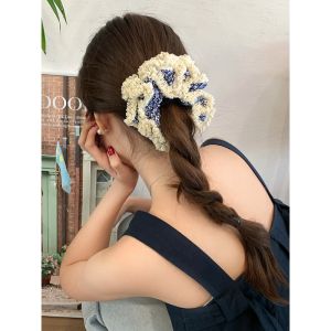 Retro Korean Style Ins Floral Lace Hair Ties Super Plump Bun Head Ropes Gentle Girl Feeling Hair Bands for Women Girls
