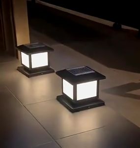 LED Solar Post light 4 Colors Outdoor IP65 Waterproof Gate Light Solar Fence Lamp With Remote Control For Gate Yard Garden Balcony Courtyard Villa