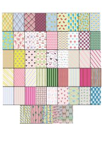 [ SET 4 ]  50 Sheets A5 Aesthetic Patterned Paper Pack for Scrapbooking Journaling DIY Origami Arts and Crafts Decorative Background Sheets with Gingham Hearts Fruits Stripes Bows Designs | A5 Journal Paper | A5 Scrapbook Paper