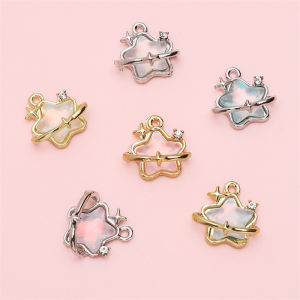 1pcs 15x15mm Alloy Pendants Glass Star Charms for Women Necklace Bracelet Earring DIY Making Craft Jewelry Accessories