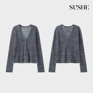 SUSHE | Vintage Nordic Style Color Mixed V-Neck Loose Knitted Cardigan