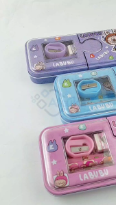 Tempat Pensil / Kotak Pensil Kaleng Set Motif Funcy / Tempat Pensil Kaleng Satu Set