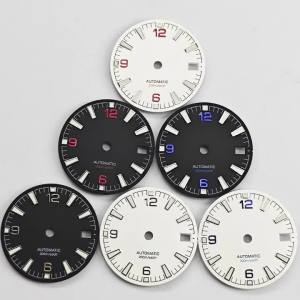 Menex 28.5mm Black/White Watch Dial Green Luminous Fit NH35 NH36 Movement Watch Replacement Accessories Parts