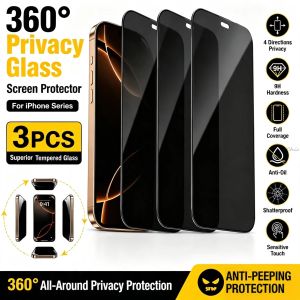 TAOYUNXI | 3Pcs 360 Degree Privacy Tempered Glass Screen Protector For iPhone 17 Pro 18 Ultra 14 Plus 15 16 13 Pro Max Full Coverage Film