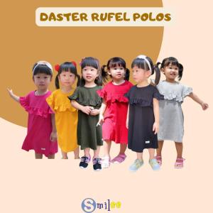 Daster Anak Rufel Polos Smilee Mix warna size 1-5tahun