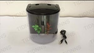 Desktop Small Fish Tank Living Room Household Lazy Mini Acrylic Goldfish Aquarium With Led Light And Filter Pump