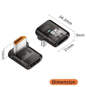 1-2PCS 90 Degree Low Profile HDMI Male to HDMI 2.1 Female UHD Extension Adapter Extender with Smart LED 8K 60hz HDTV