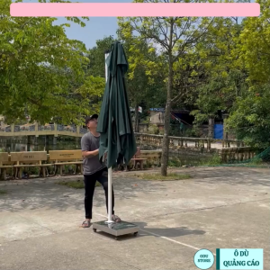 Ô dù lệch tâm mái nghiêng vuông 2m5x2m5 cao 2m7 vải dù Poly đế đổ nước 50kg che nắng mưa ngoài trời sân vườn quán cà phê