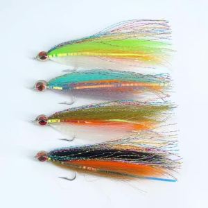 2/4pcs #1 4.13inch 3D Fish Eyes Minnow Streamer Synthetic Fiber Baitfish Fly Trout Bass Salmon Steelhead Saltwater Fishing Lure