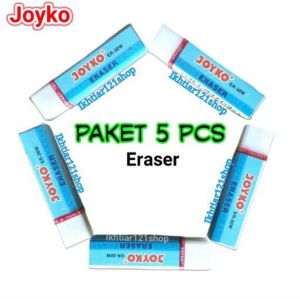 Paket 5 Pcs penghapus pensil joyko /5 Pcs Eraser joyko panjang warna Putih