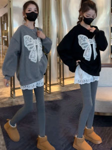 Fashion French Style Cozy Fleece Bow Long Sleeve Hoodie