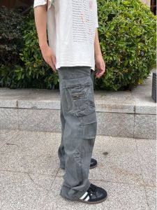 OUMULONG | Muti-Pocket Mens Workwear Pants Straight Leg