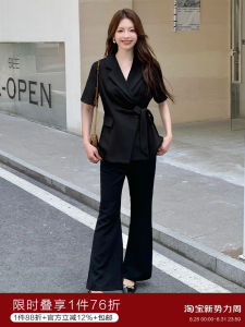 Stylish and Elegant Plus Size Women Suit Jacket and Wide Leg Pants
