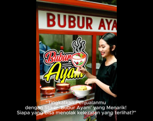 STIKER CUTTING KACA GEROBAK TULISAN BUBUR AYAM MODEL 2 FULL COLOUR/NAMA TOKO /NAMA USAHA