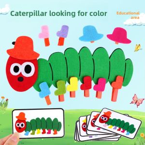 Caterpillar Hat Matching Color Pairing Operation Area Preschool Toy Educational Tool Handmade Craft Materials for Kindergarten
