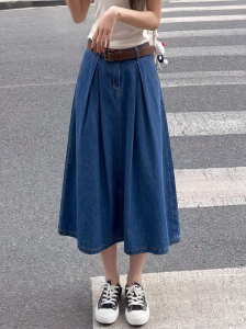 AIYITI | Chân Váy Denim A-Line Maxi Phong Cách Vintage cho Size Lớn