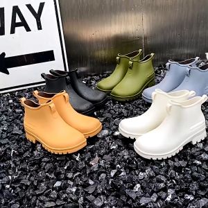 DAILYGO Fashion Rain For Women Boots No-Slips Rubber Waterproof Shoes Ankle Short Rain Shoes For Raining Season