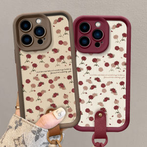 Phone Case VIVO V40 V30 Pro V29 V27 V27e 5G Casing New Design Retro Leather Lambskin Cute Cartoon Rose Flower Silicone Soft Cover with Lanyard 2025