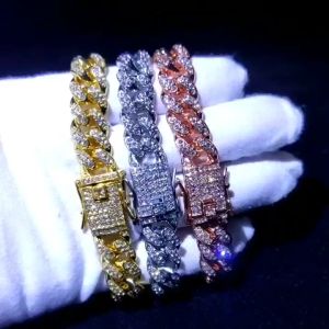 Lắc tay nam thép inox đính đá dây xích phong cách hip hop retro cá tính đẹp mắt