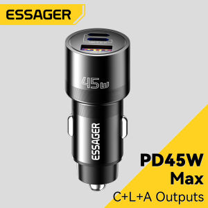 Essager 45W Car Chargers Type-C + USB A+Lightning Fast Charge Car Charger Three Ports Suitable For iPhone 15/14-6 iPad Huawei Mate 60 Samsung Xiaomi 14 Fast Charging Type C /USB A/Lightning C+L+A Car Phone Charger