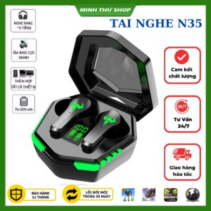 Tai Nghe Không Dây N35 TWS Bluetooth 5.2 9D Âm Thanh Vòm Có Mic Chống Ồn Dùng Chơi Game