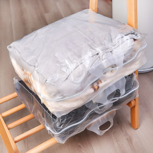 【Free Shipping】PVC Transparent Clothes Trousers Anti-dust Storage Pocket Quality Waterproof Quilts Storage Bag with Zipper