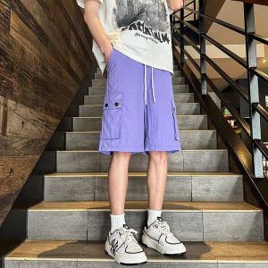 Colorful Mens Workwear Shorts Loose Fit Thin Summer Sport Five-Quarter Casual Dopaamine Polyester Fiber Youthful Business Casual