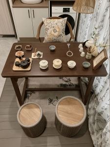 OYIla | Rustic Walnut Solid Wood Tea Table