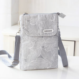 Womens Summer All-match Fabric Leisure Vertical Phone Bag with Coin Pocket Zipper
