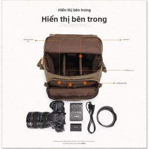 Túi Đựng Máy Ảnh Bằng Vải Chống Nước Túi Đeo Chéo Chụp Ảnh Cầm Tay Túi Đeo Vai Kỹ Thuật Số Phản Xạ Ống Kính Đơn Dành Cho Máy Ảnh DSLR Mirrorless & Point & Shoot