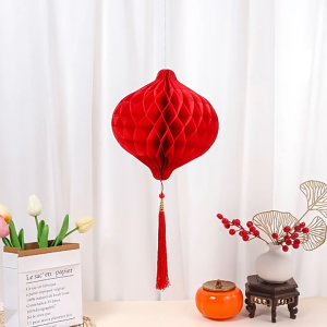 COMBO 5 Đèn Lồng Giọt Nước Trang Trí Tết Mẫu Mới Kèm Tua Rua Trang Trí Nhà Cửa Đèn Lồng May Mắn - Đèn Lồng Đỏ Tổ Ong Chất Liệu Nilon Chống Nước Trang Trí Tết Cổ Truyền