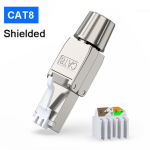 ZoeRax 2PCS RJ45 Cat8 Cat7 Cat6A Toolless Field Termination Plug Shielded (STP) PoE++ (4PPoE) Modular RJ45 Male Connector